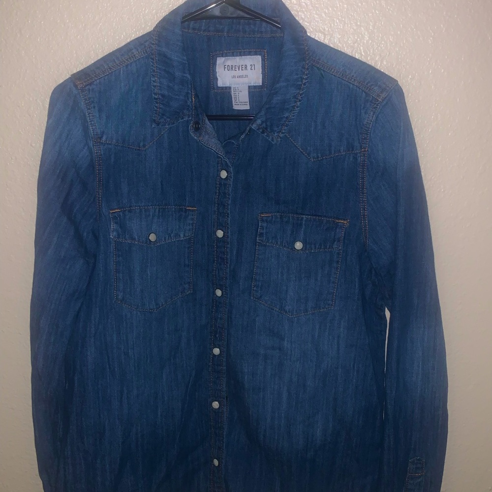 Forever 21 Long Sleeve Jean button up